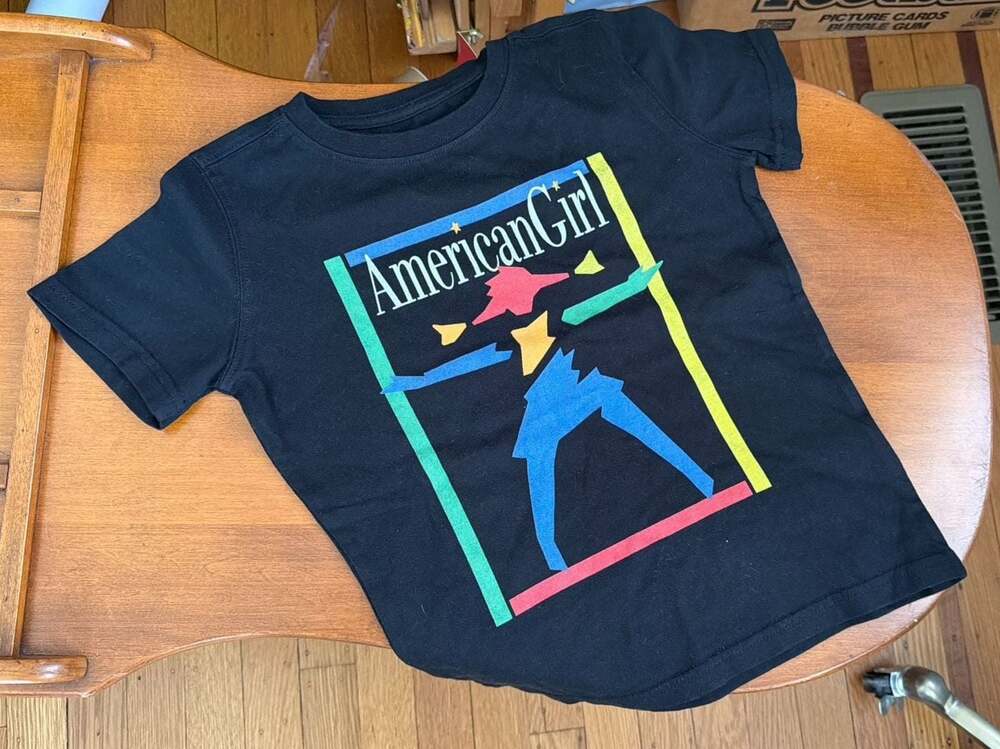 American Girl Today Retro 1990s Logo Graphic T-Shirt Black Size S (7/8) NWT